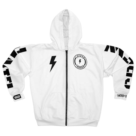 Hooded Zip Up - Bolt Skull Candy - White