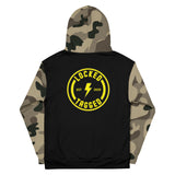 Hoodie - Camo Sleeve Bolt Badge  - Flat Camo/Black