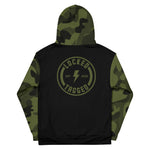 Hoodie - Camo Sleeve Bolt Badge - Military G Camo/Black