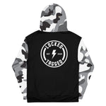 Hoodie - Camo Sleeve Bolt Badge - White Camo/Black