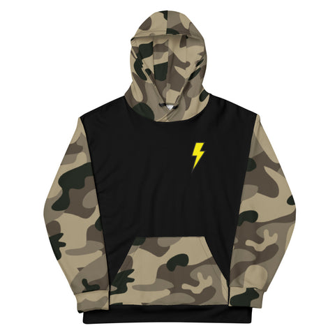 Hoodie - Camo Sleeve Bolt Badge  - Flat Camo/Black