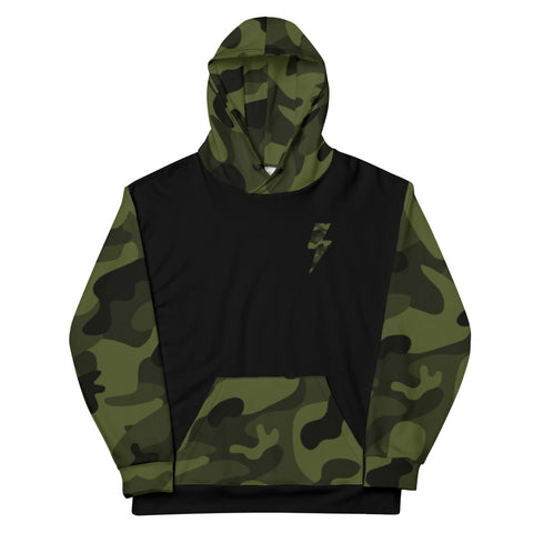 Hoodie - Camo Sleeve Bolt Badge - Military G Camo/Black